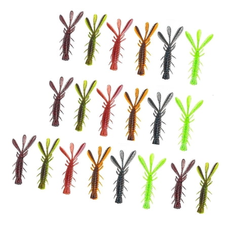 Youthyao 20Pcs Floating Shrimp Lures Fishing Baits Swimbait Lures with Fish Attractant Artificial Shrimp Baits 5/6/7cm
