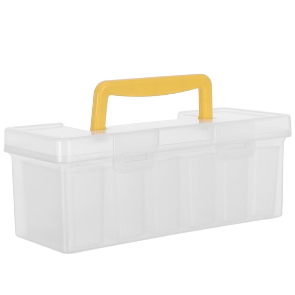 TABLZONE Clear Small Parts Storage Organizer Box with Handle, Six Removable Compartments for Tools and Accessories