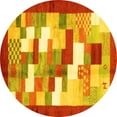 thumbnail image 1 of Ahgly Company Indoor Round Abstract Yellow Contemporary Area Rugs, 3' Round, 1 of 4