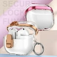 thumbnail image 3 of ELEHOLD Transparant Plating Case For Samsung Galaxy Buds 3/3pro Full Body Protection Cover Case  w/ Secure Lock + Anti-Lost Keychain, Support Wireless Charging, Pink, 3 of 11