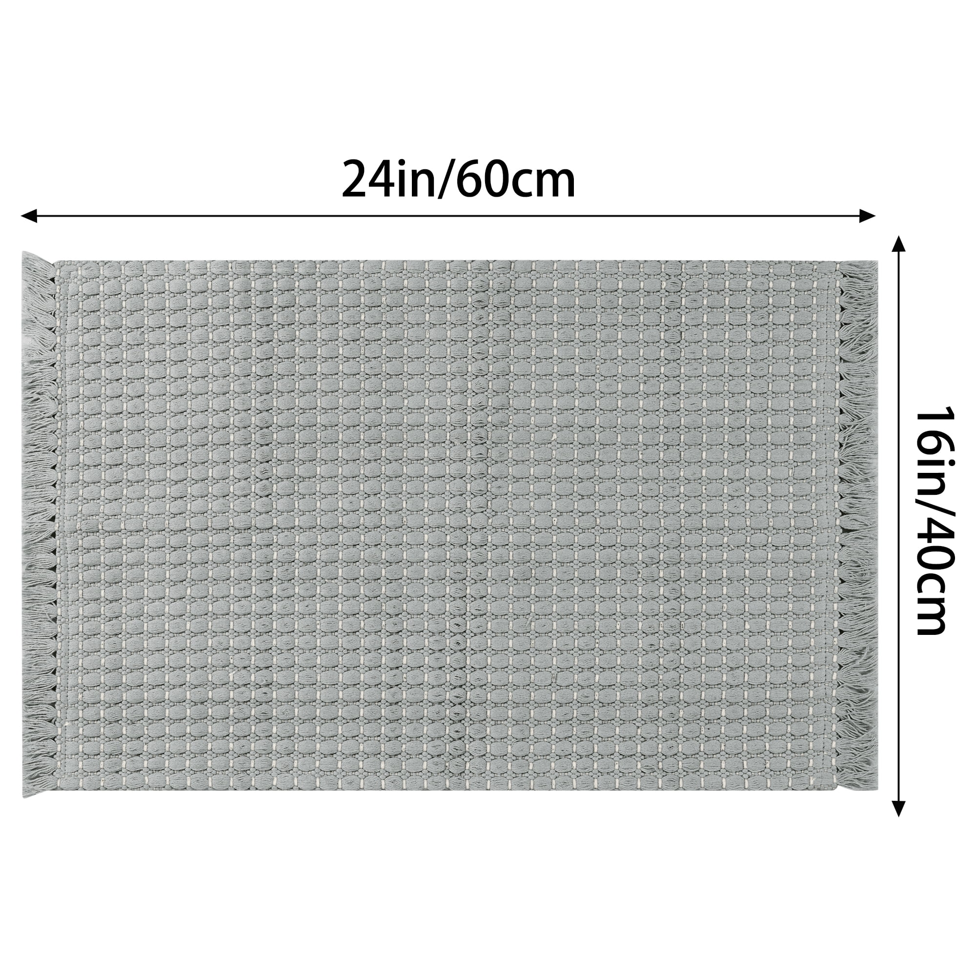 Unique Bargains Boho Bathroom Rug Woven Texture Rug for Bedroom Throw Rug with Fringe Grey 16" x 24"