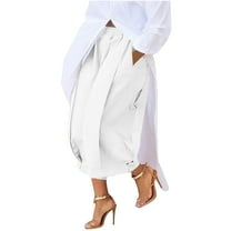 Brglopf Womens Wide Leg Culottes Loose Fit Cropped Pants Elastic High Waist Pleated Casual Capris Palazzo Trousers with Pockets White L