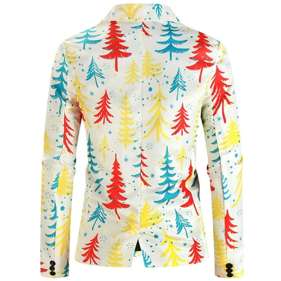 Gubotare Mens Suit Jacket Big And Tall Christmas Printed Suit Coat Jacket Long Sleeve Top Blouse (D, L)
