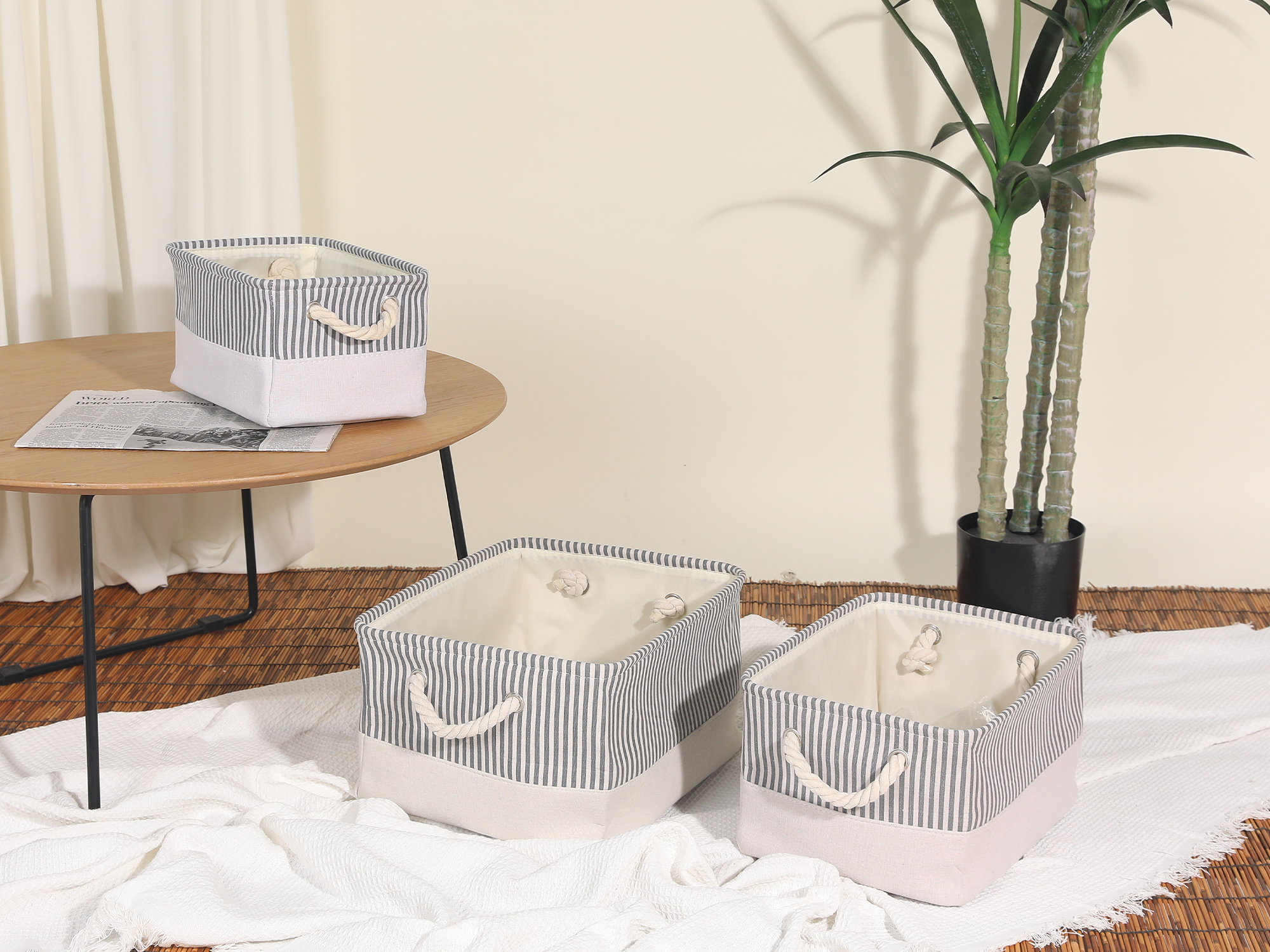 Unique Bargains Fabric Storage Cube Storage Bin Storage Basket Grey 14*10*6in