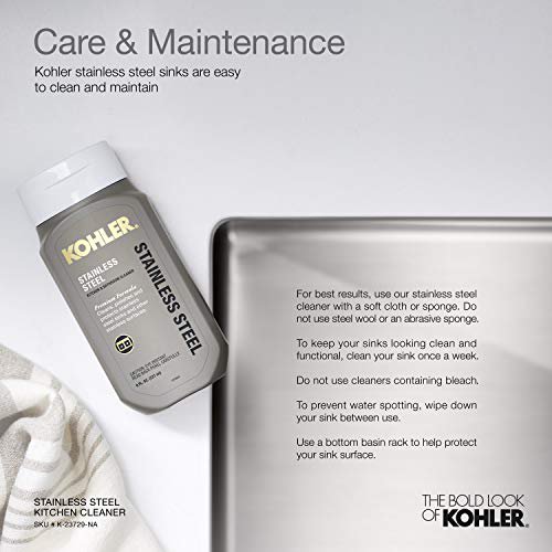 KOHLER K-3330-NA Undertone Medium Squared Undercounter Kitchen Sink, Stainless Steel