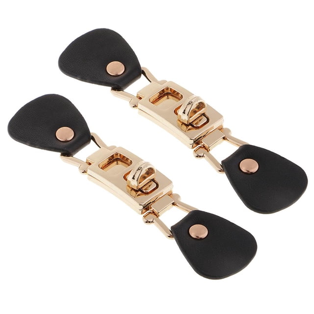 Adorno de DIY 2 Pares Coser en Hebilla de material cuero Pu Negro con Gancho de Cierre de Metal para Bolsa de Ropa de