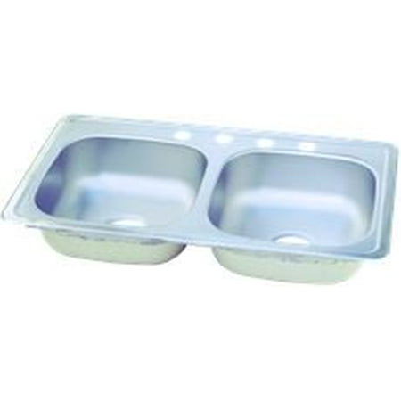 22 Laundry Sink - Elkay Self Rimming Double Bowl Kitchen Sink With 4 Hole Faucet Drilling, 33 In. Long X 22 In. Wide, Stainless Steel