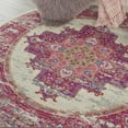 thumbnail image 5 of 5â€™ Round Ivory and Fuchsia Distressed Area Rug, 5 of 8