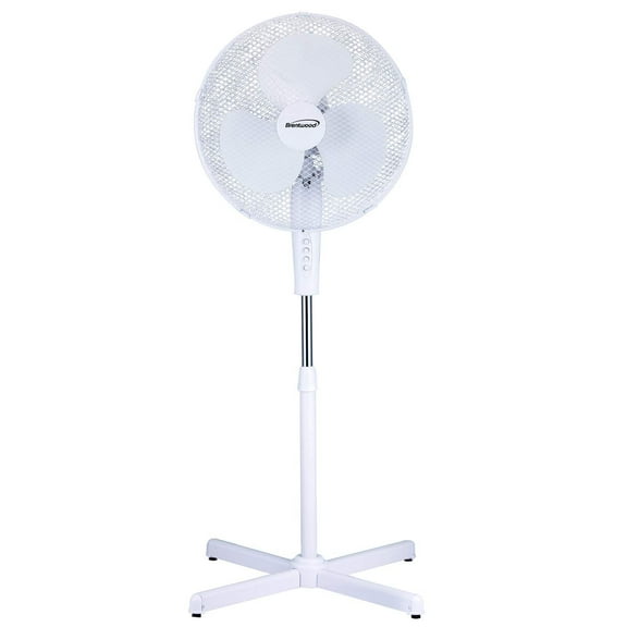 Brentwood Kool Zone 3 Speed 16" Oscillating Stand Fan, White