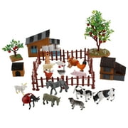 Farm Animal Figurines Toys Playsets, Set of 21 Realistic Mini Farm Toys Barn Farm Pig Animal Fence Farm Animal Figures Desktop Decoration Collection Party Favors Toys for Boys Girls Kids