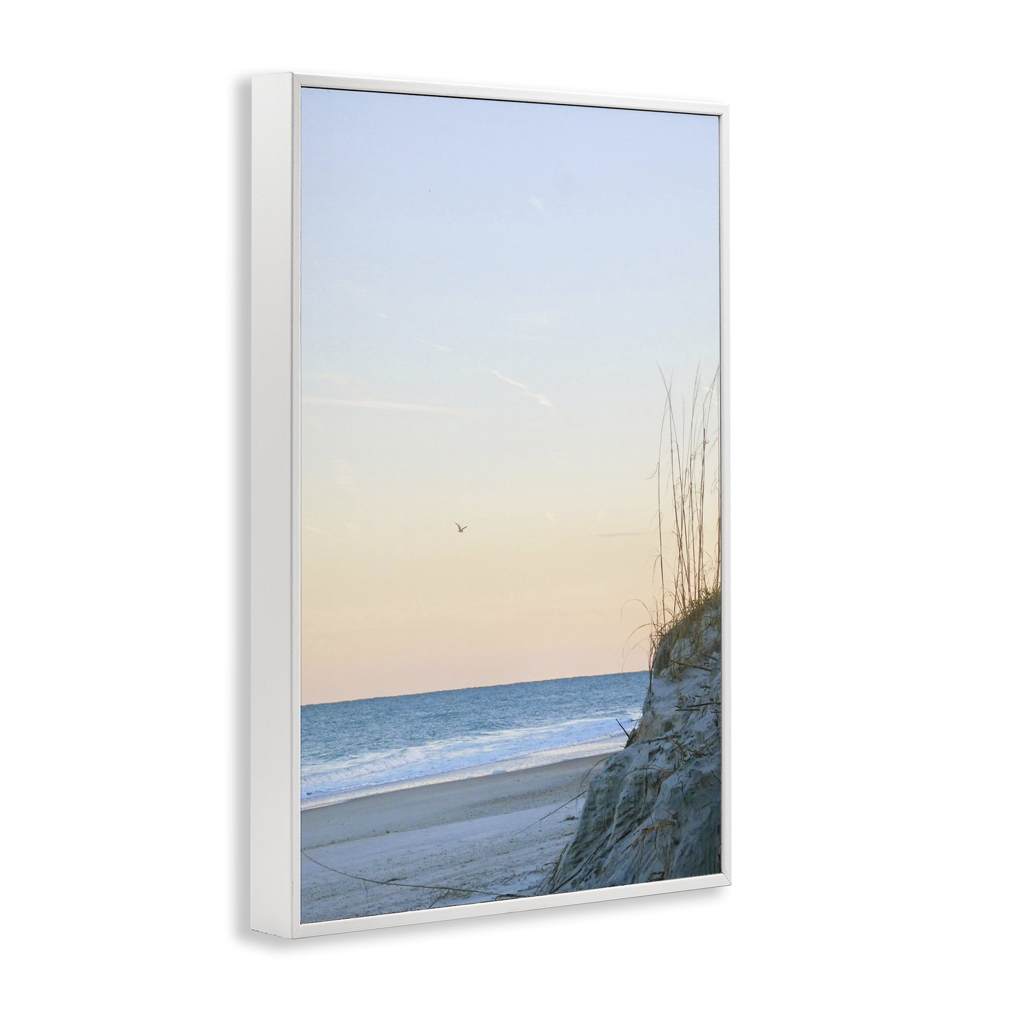 Stupell Industries Serene Beach Sunset Landscape Photography White Framed Art Print Wall Art, 16 x 24