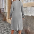 thumbnail image 5 of Ohufall Knee Length Dresses for Women Quarter Zip Turn-down Collar Casual Dress Ribbed Long Sleeve Plus Size Dresses, 5 of 8