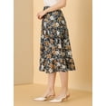 thumbnail image 4 of Falda de Gasa estampado de girasoles Allegra K para Mujer Amarillo negro S, 4 of 6