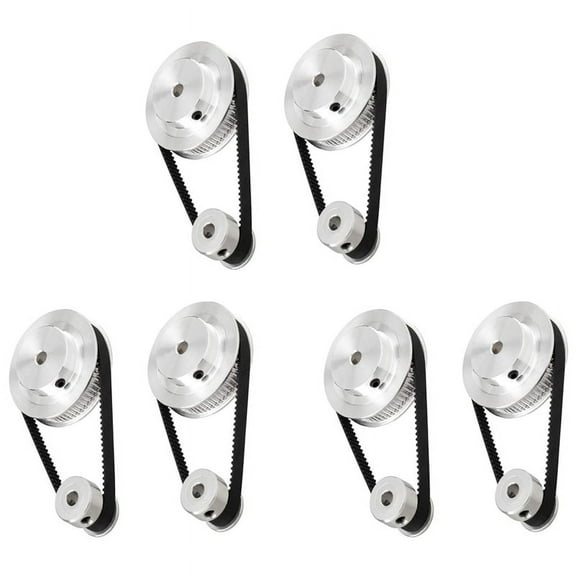 6 Set 2GT Synchronous Wheel 20 60 Teeth Bore Aluminum Timing Pulley Timing Belt Pulley System,Silver