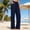 Blue, variant on Wide Leg Pants Casual Elastic Waist Long Lounge Travel Pants Trousers with Pockets Navy,S