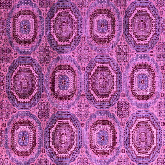 Ahgly Company Indoor Square Abstract Purple Modern Area Rugs, 7' Square