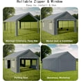 thumbnail image 2 of Lumiparty 13' x 20' Heavy Duty Outdoor Carport, Portable Car Tent Garage with 4 Roll-up Windows & 4 Doors, for Pickup Truck, Tractor,Boat,Motor, Gray, 2 of 7