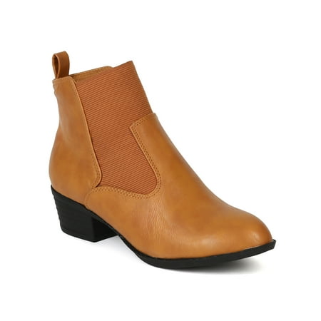 

Nature Breeze Chelsea-01 New Women Leatherette Stretch Almond Ankle Bootie