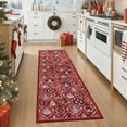 thumbnail image 3 of Moynesa Christmas 2'x6' Runner Rugs for Hallway, Washable Kitchen Rug Carpet Runner, Non-Slip Low Pile Soft Winter Moroccan Holiday Xmas Decor Modern Mat for Entrance Bedroom Laundry, Red, 3 of 12