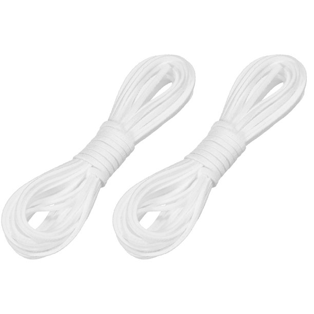 Uxcell 2 Pcs Cuerda de Cuero de Ante Falsa, Cuerda Plana Fina de 2.6mm x 5.5 Yardas para Manualidades de Joyería, Collar, Pulsera, DIY, Hecho a Mano, Blanco