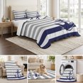 thumbnail image 6 of Twin Quilt Set 68''x86'', Anchor Gray Lightweight Summer Bedspread Coverlet Set with 2 Pillow Shams, Modern Navy Blue White Striped Nautical Breathable All Season Quilt Bedding for Dorm/Bedroom, 6 of 9
