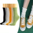 thumbnail image 6 of 6 Pairs Womens Socks, Ruffle Turn-Cuff Casual Crew Socks Breathable Cool Knit Cotton Lettuce Ankle Frilly Sock elite, 6 of 7