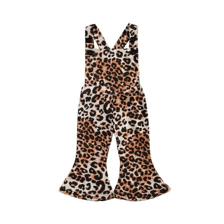 

One Opening Infant Baby Girls Romper Pants Leopard Print Backless Jumpsuits