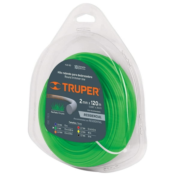 Hilo redondo para desbrozadora, 120 m largo ,2 mm, blister Truper Truper HLB-80