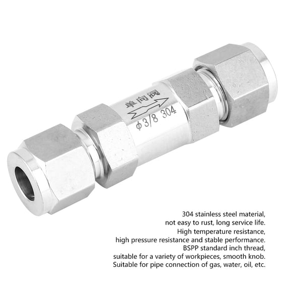 Bspp Valve Female Thread Water Pipe Connection Gas Pipe Connection Stainless Steel Check Valve BSPP Female Thread One Way Valve For Water Oil Gas Pipe Connection304 3/8 Inch