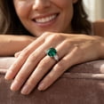thumbnail image 6 of Pompeii 7.55Ct Green Cushion Emerald & Marquise Three Stone Ring 14k Gold lab Grown, 6 of 6