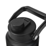 Swiss Tech 64oz Krug Stainless Steel Water Bottle Jug with Chug Cap and Silicone Boot, Black