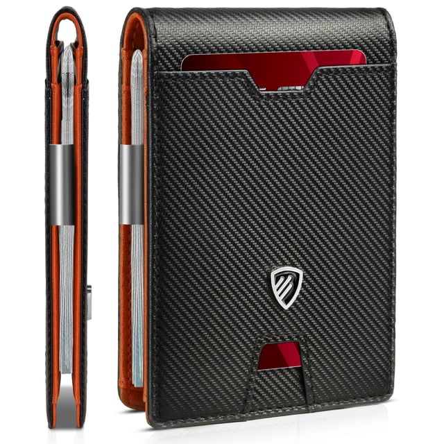 Monedero RUNBOX, delgado, plegable, con cierre RFID y clip para billetes