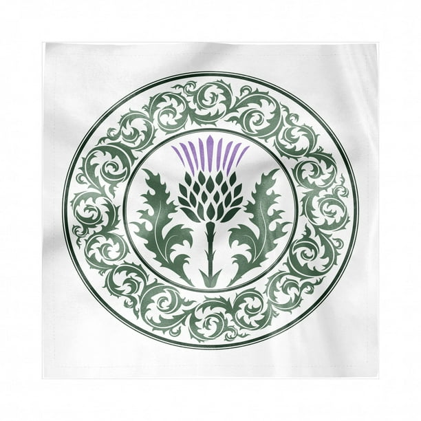 Thistle Napkins Set of 4, Floral Ornamented Round Leaf Thistle as of