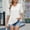 White, variant on Puff Sleeve Eyelet Summer T-shirt for Women Loose Casual Breathable Comfy Pullover Tops Solid V-neck Daily Blouses