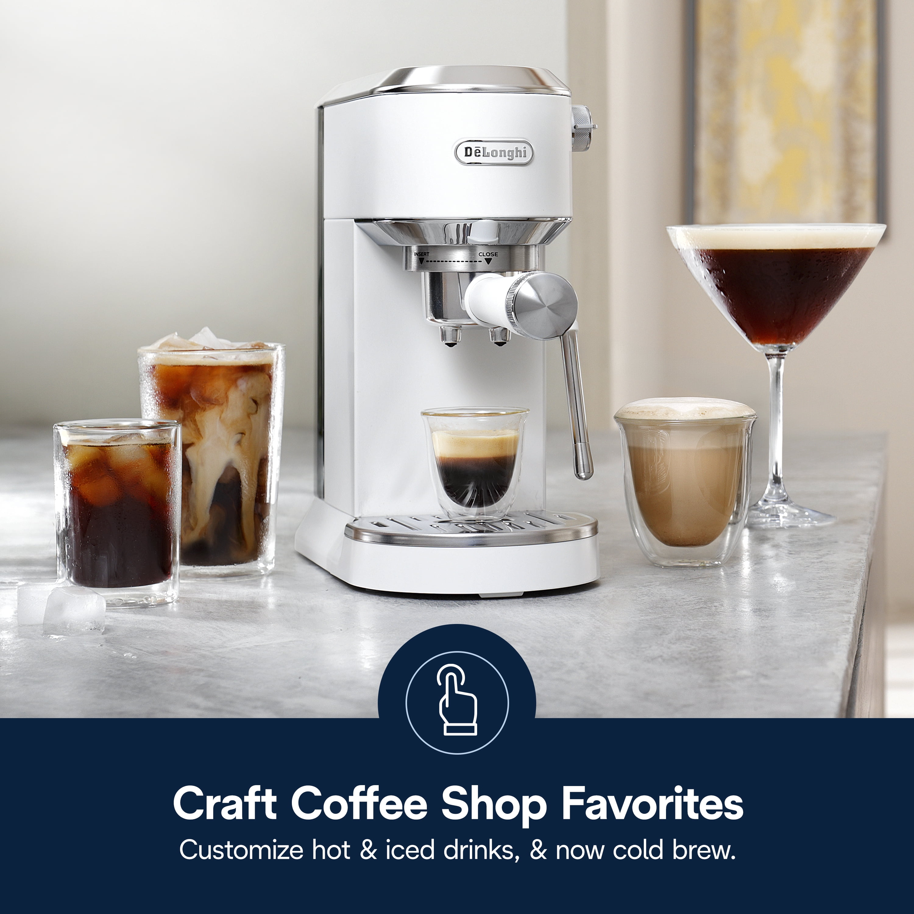 De’Longhi Dedica Duo Espresso Machine, Compact Size with Built in Frother for Latte Art, Brew Espresso, Cold Brew, Lattes & More, Vanilla