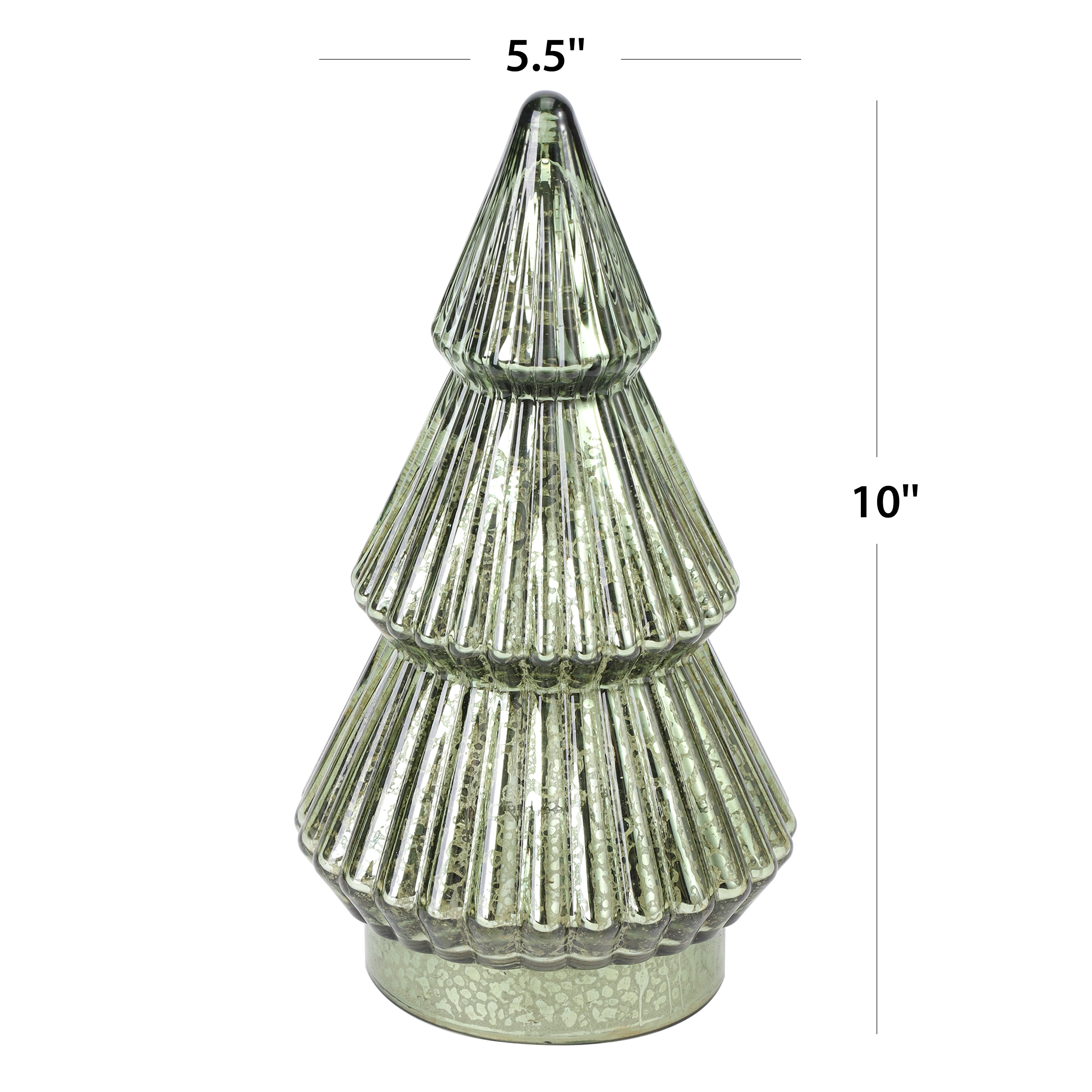 Better Homes & Gardens 10‘’  Decorative Tabletop Christmas Tree in Mercury Ribbed Green Glass, Small