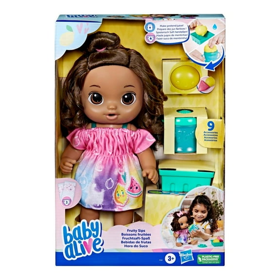 Muñeca Hasbro Baby Alive Bebidas de frutas Limón Castaño