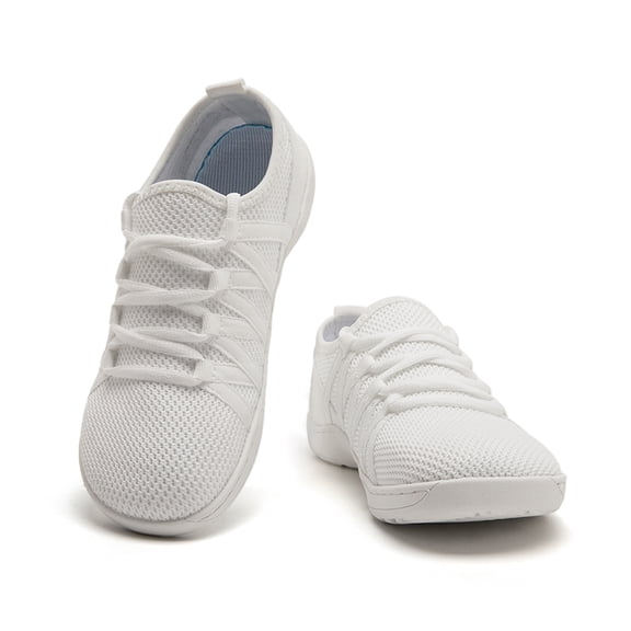 DLWKIPV Breathable Knit Sneakers for Women - Lightweight Lace-Up Comfort Shoes for Daily Walking & Casual Wear(white,7)