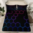 thumbnail image 2 of jejeloiu Colorful Hexagon Honeycomb Bed Sheets,Modern Abstract Geometric King Sheets,Multicolor Ombre Sheet Set For Men Women,Ultra Soft Home Decor,4pcs, 2 of 7