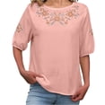 thumbnail image 2 of Kelon Dresses for Women Short Womens 3/4 Length Sleeve Crew Neck Linen Cotton 2026 Spring Summer Fashion Clothes, 3XL, 2 of 9