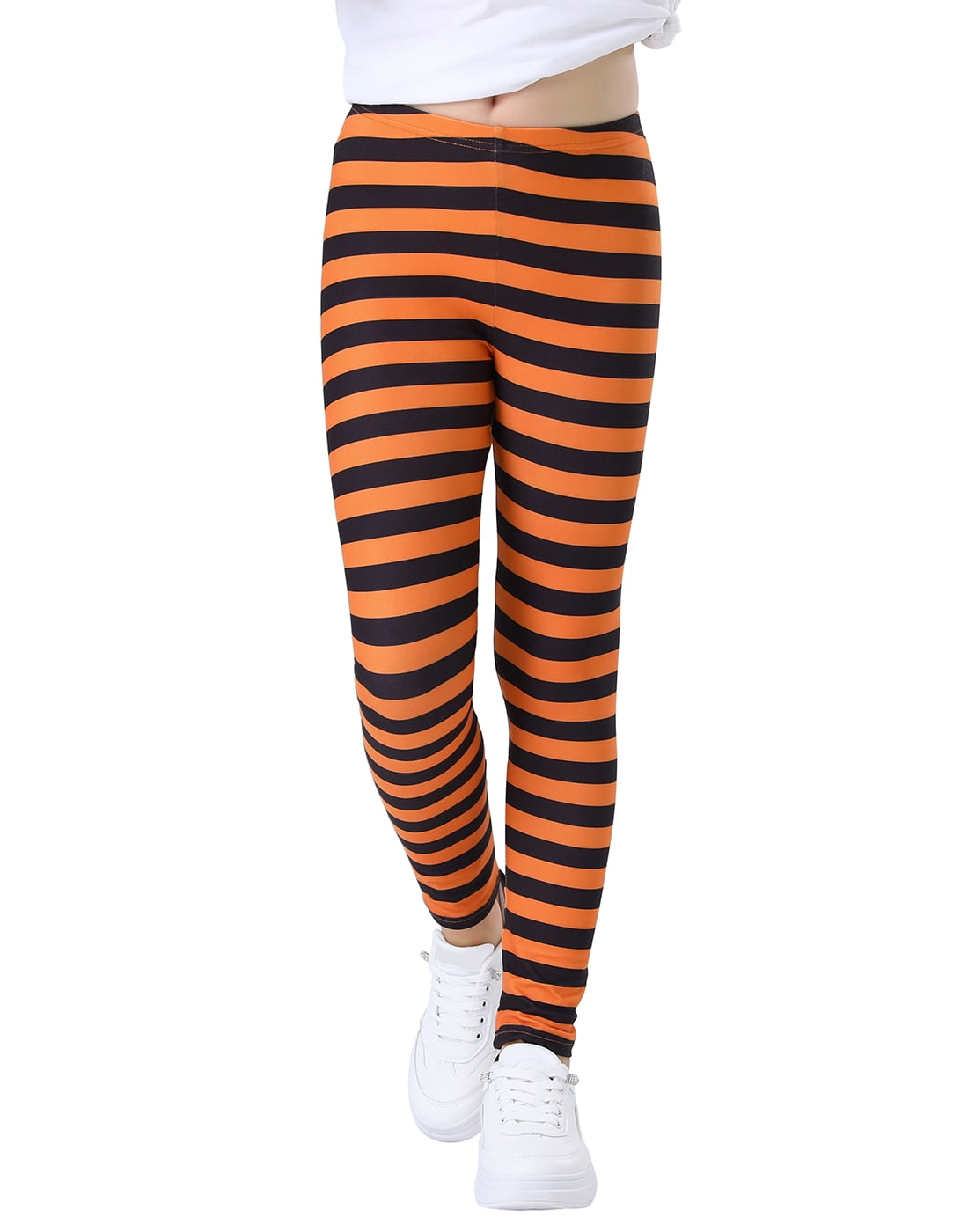 Girls' Black Jeggings – Stretch Leggings with Orange Contrast Stitch and Faux Denim Look main image 0