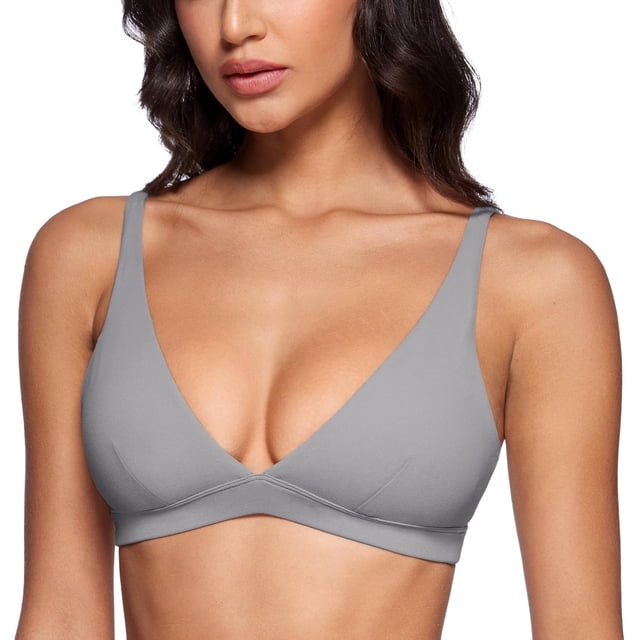 Sostén INGIA Escote Profundo en V con Espalda en U, Sin Aros, Acolchado, Gris, Talla S