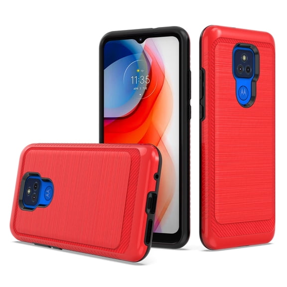 For Motorola Moto G Play XT2093DL 2021 Slim Lining Brushed Hybrid Phone Cover Case - Lining Red