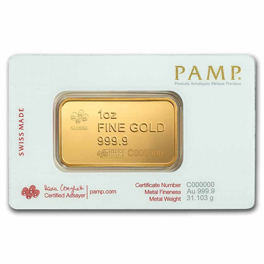 1 oz Gold Bar – PAMP America the Free Liberty Bell (Assay)