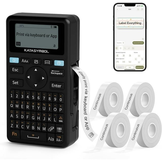 E11 Bluetooth Label Maker Machine, Waterproof Label, Versatile App with 35 Fonts and 1k+ Icons, Inkless Labeler for Home, Kitchen, School, Office Organization
