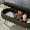 thumbnail image 4 of GZXS 42 Inch Oval Entryway Storage Bench, Boucle Upholstered Flip-Top Ottoman with Safety Hinges and Rubber Wood Legs (Dark Green), 4 of 6