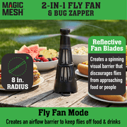 Magic Mesh 2 in 1 Fly Fan & Bug Zapper Chemical-Free Pest Control