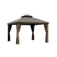 thumbnail image 3 of 10Ft x 12Ft Dual-Layer Roof Gazebo with Mosquito Netting, Rust-Resistant, Integrated Drainage, Ideal for Patio & Deck, 3 of 6