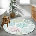 thumbnail image 4 of Round Rugs 3.3 Ft, Ocean Coastal Non Slip Area Rugs for Kitchen Bedroom Entryway, Sage Green Turquoise Coral Shell Starfish Washable Carpet Runner Rug Floor Mats for Bedroom Home Decor, 4 of 9