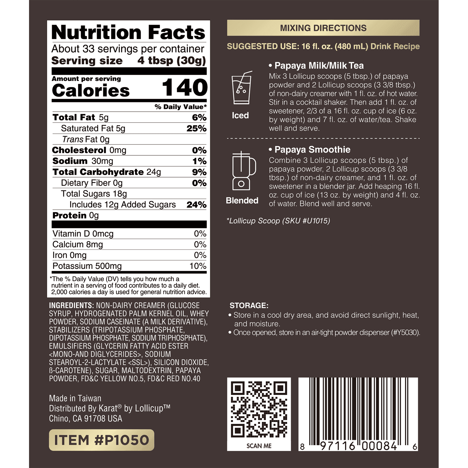 Tea Zone Papaya Powder (2.2 lbs)
